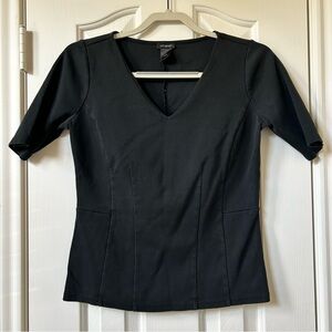 Ann Taylor Fitted Darted Black V Neck Top Size Small